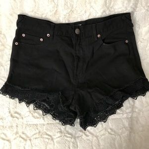 Free People High Waisted Denim Shorts with Lace